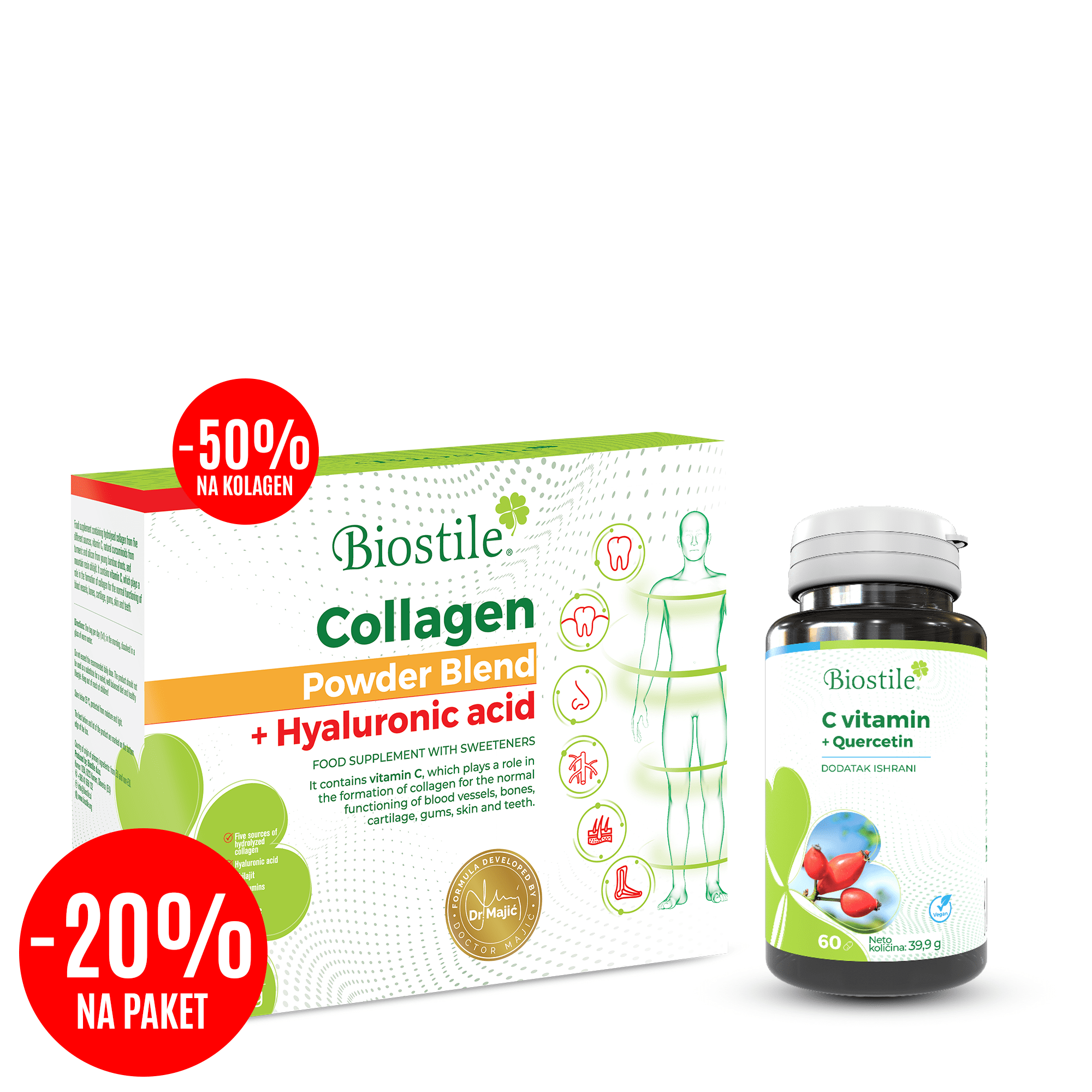 COLLAGEN POWDER + VITAMIN C SA KVERCETINOM (-20% na paket)